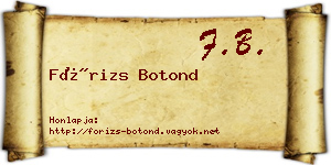 Fórizs Botond névjegykártya